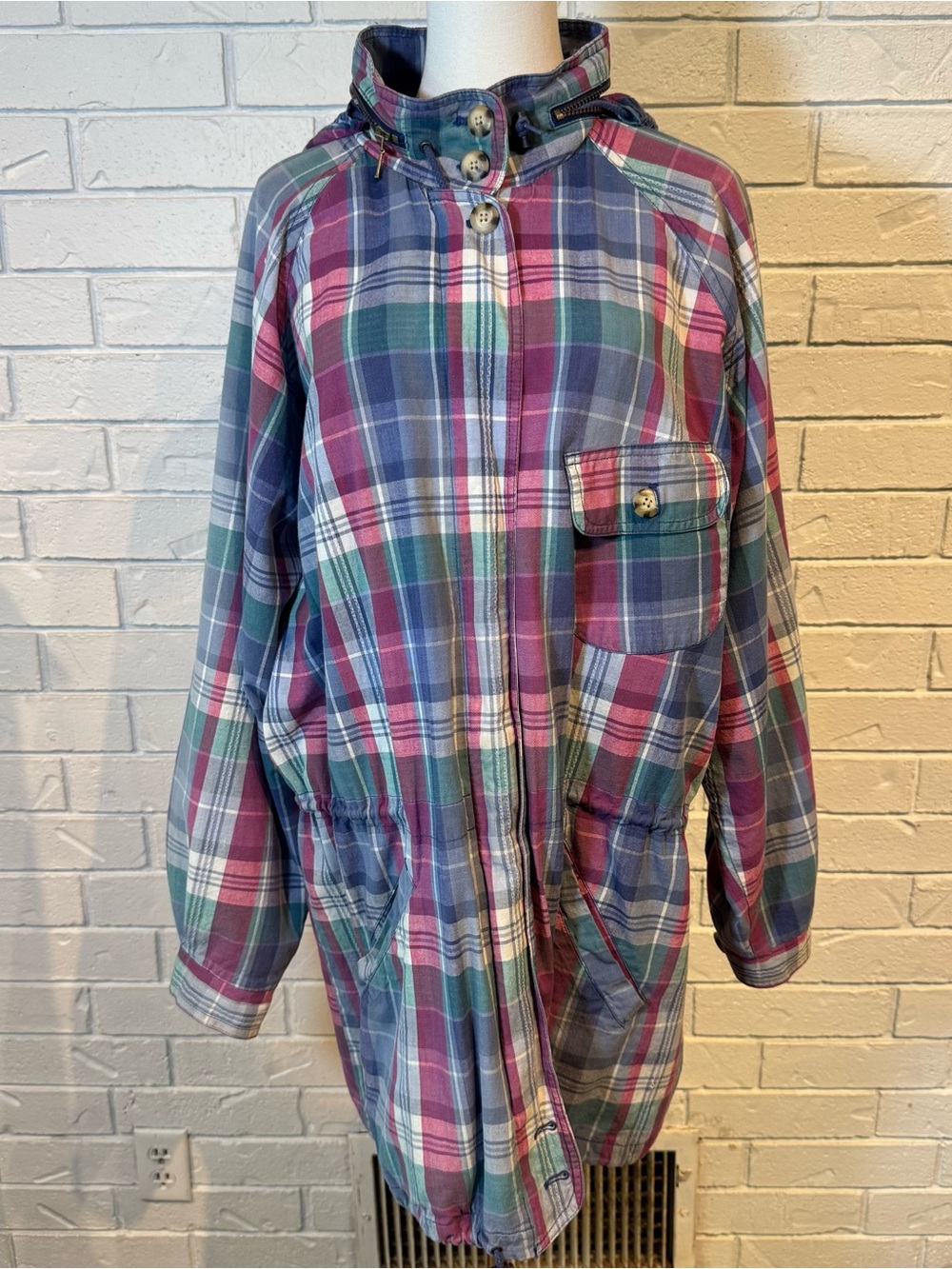 Vintage 90s Eddie Bauer Plaid Utility Chore Coat Women’s XL